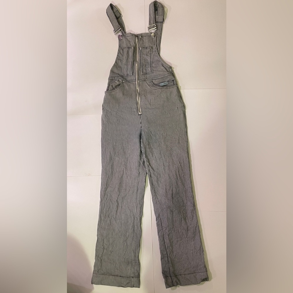 Striped Alexa Chung overalls